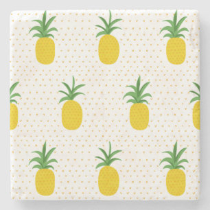 Guld- tropiska ananas underlägg sten