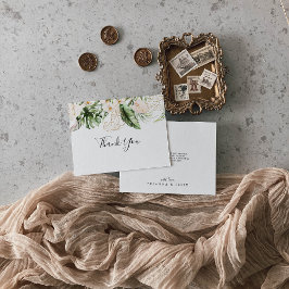 Guld Tropiska Foliage-Blommigten Flat Bröllop Tack Kort