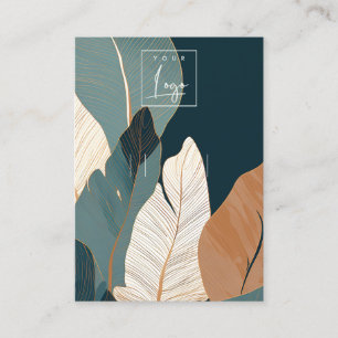Guld Tropiska Leafy Logotyp Ring Loop Visning Visitkort