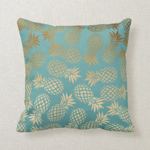 guld- tropiskt ananasmönster för elegant faux kudde