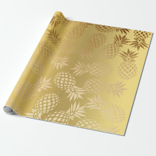 guld- tropiskt ananasmönster för elegant faux presentpapper