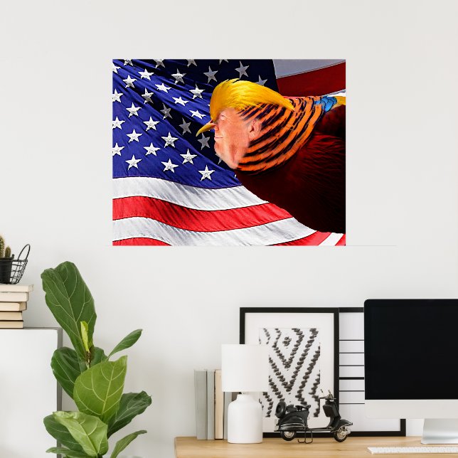 Guld Trump Fågel USA Flagga Värde Affisch (Hemmakontoret)