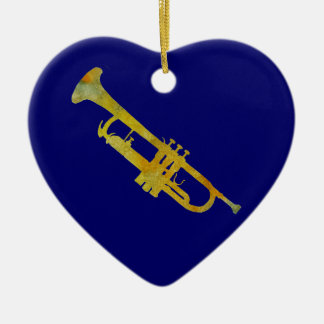 Guld- trumpet julgransprydnad keramik