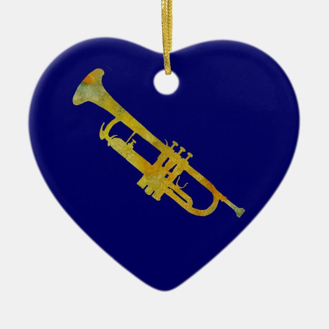 Guld- trumpet julgransprydnad keramik (Framsidan)