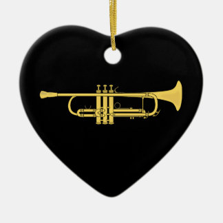 Guld- trumpetmusiktema julgransprydnad keramik