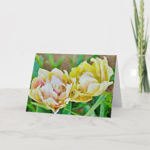 Guld Tulpan Blommor Blommig Konst Brevkort Kort