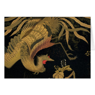 Guld Tupp Bird japansk Classic Antique Hälsningskort