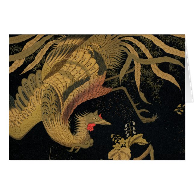 Guld Tupp Bird japansk Classic Antique Hälsningskort (Framsidan Horizontal)