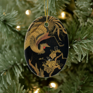 Guld Tupp Bird japansk Classic Antique Julgransprydnad Keramik