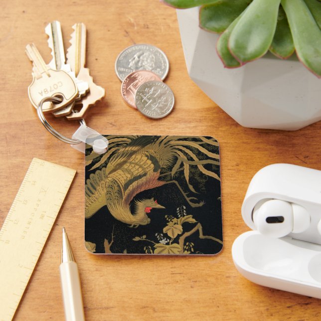 Guld Tupp Bird japansk Classic Antique Nyckelring (Skrivbord)