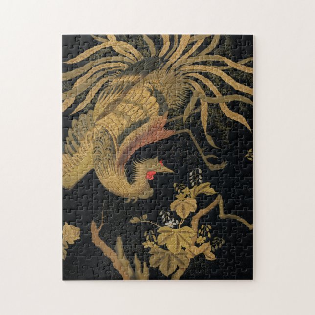 Guld Tupp Bird japansk Classic Antique Pussel (Vertikal)