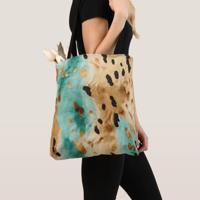 Guld Turcos Black Animal Print Tygkasse (Närbild)