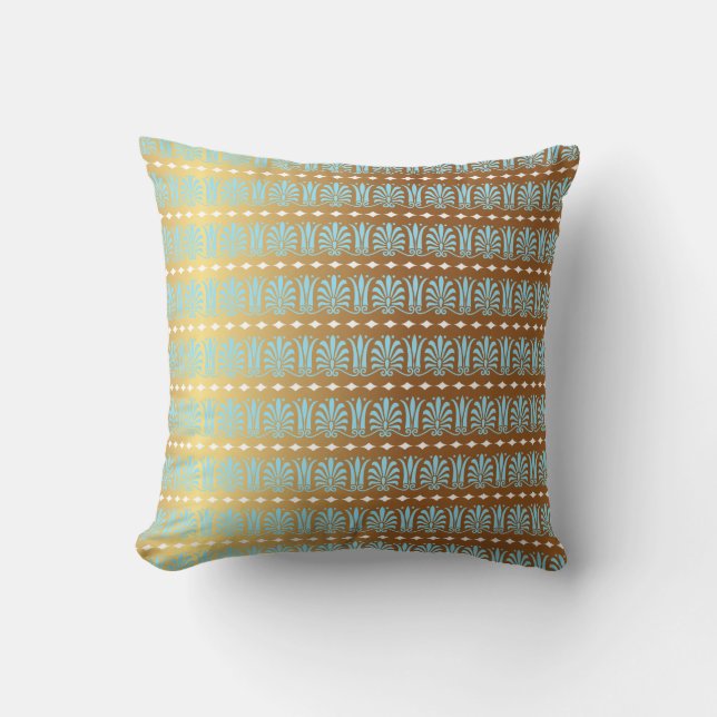 Guld Turkos Aquamarine Rand Metallic Royal Kudde (Framsida)