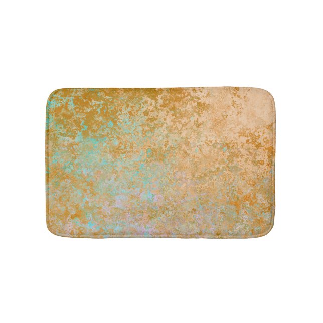 Guld & Turkos Blue Patina Alcohol Bläck Abstrakt Badrumsmatta (Framsidan)