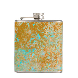 Guld & Turkos Blue Patina Alcohol Bläck Abstrakt Fickplunta