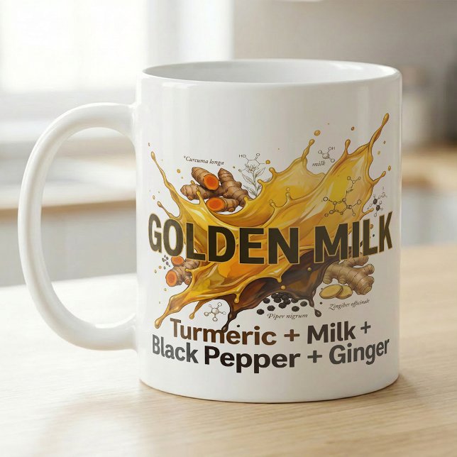 Guld Turmeric Latte Botanisk Vetenskap  Kaffemugg (Skapare uppladdad)