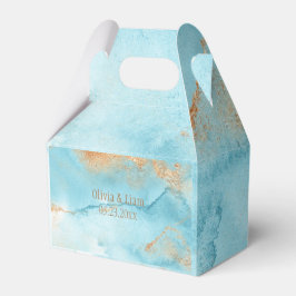 Guld Turquise Abstrakt Namn Modern Bröllop Presentaskar