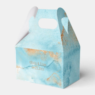 Guld Turquise Abstrakt Namn Modern Bröllop Presentaskar