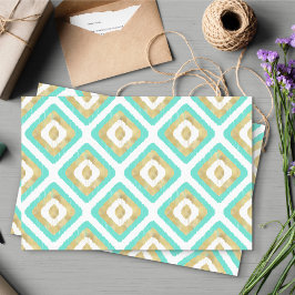 Guld & Turquise Chic Ikat Mönster