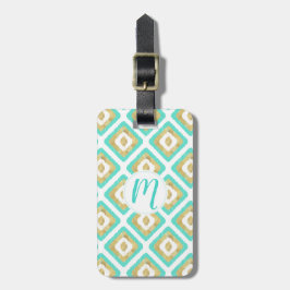Guld & Turquise Chic Ikat Mönster Bagagebricka