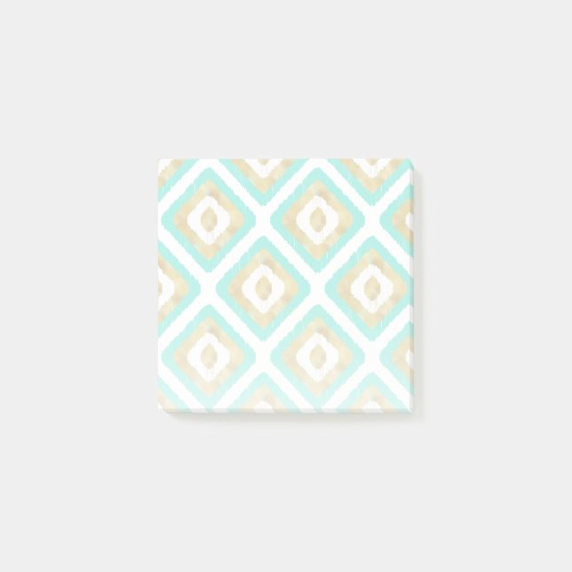 Guld & Turquise Chic Ikat Mönster Post-it Block (Framsida)