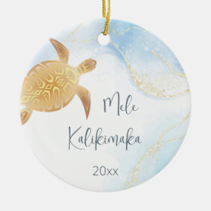 Guld Turtle Hawaii-jul Familjefoto Julgransprydnad Keramik