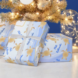 Guld Turtles Blue Bläck | Mele Kalikimaka jul Presentpapper