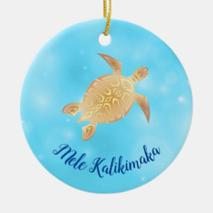 Guld Turtles Mele Kalikimaka Hawaiian julce Julgransprydnad Keramik