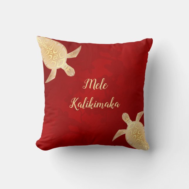 Guld Turtles Mele Kalikimaka Hawaiian Red Kudde (Framsida)