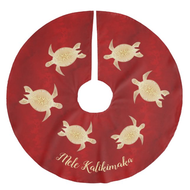 Guld Turtles Mele Kalikimaka Red Julgransmatta Borstad Polyester (Framsidan)