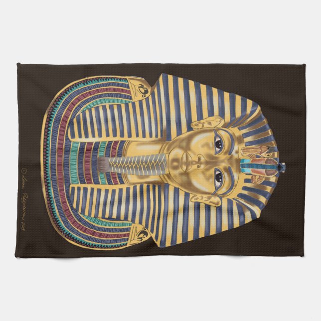 Guld- Tutankhamons maskerar Kökshandduk (Horisontell)