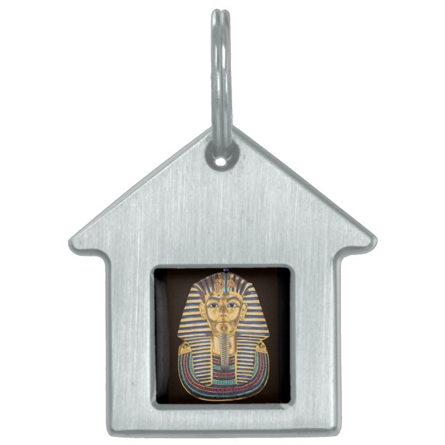 Guld- Tutankhamons maskerar Namnbricka Husdjur (Framsidan)
