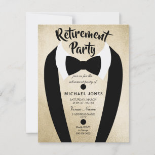 Guld Tuxedo Bow Tie Pension Party Inbjudan