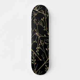 Guld Twigs på Black Mini Skateboard Bräda 18,5 Cm