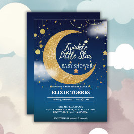 Guld Twinkle Little Star Dreamy Baby Shower Inbjudningar