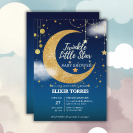Guld Twinkle Little Star Dreamy Baby Shower Inbjudningar