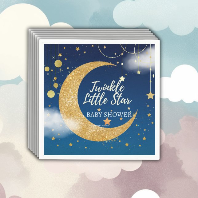 Guld Twinkle Little Star Dreamy Baby Shower Pappersservett (Skapare uppladdad)