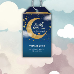 Guld Twinkle Little Star Dreamy Baby Shower Presentetikett