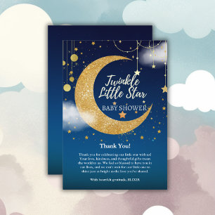 Guld Twinkle Little Star Dreamy Baby Shower Tack Kort