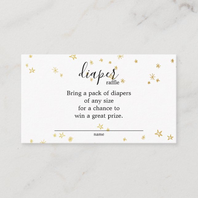 Guld Twinkle Little Star Shower Raffle Tilläggskort (Framsida)
