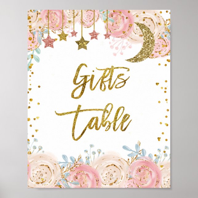 Guld twinkle-stjärna ger Bord-tecken Poster (Framsidan)