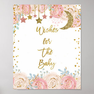 Guld twinkle-stjärna Önskemål för Baby-tecken Poster