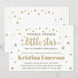 Guld Twinkle Twinkle Little Star Baby Shower Inbjudningar