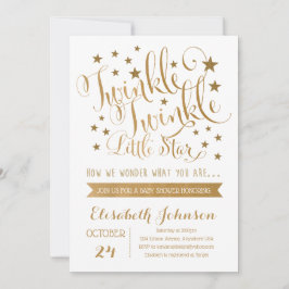 Guld Twinkle Twinkle Little Star Baby Shower Inbjudningar