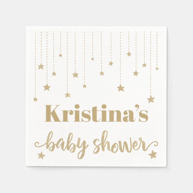 Guld Twinkle Twinkle Little Star Baby Shower Pappersservett (Framsidan)