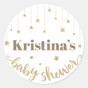 Guld Twinkle Twinkle Little Star Baby Shower Runt Klistermärke