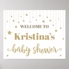 Guld Twinkle Twinkle Little Star Baby Shower Sign  Poster
