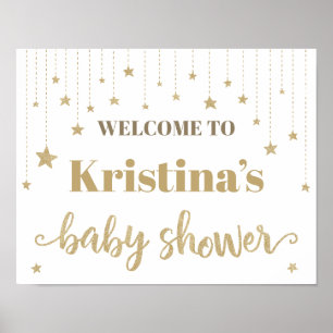 Guld Twinkle Twinkle Little Star Baby Shower Skylt