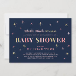 Guld Twinkle Twinkle Little Star Girl Shower Inbjudningar