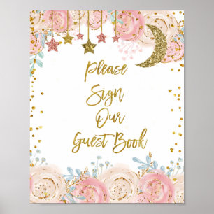 Guld twinkle twinkle Vänligen signera vår gäst Bok Poster